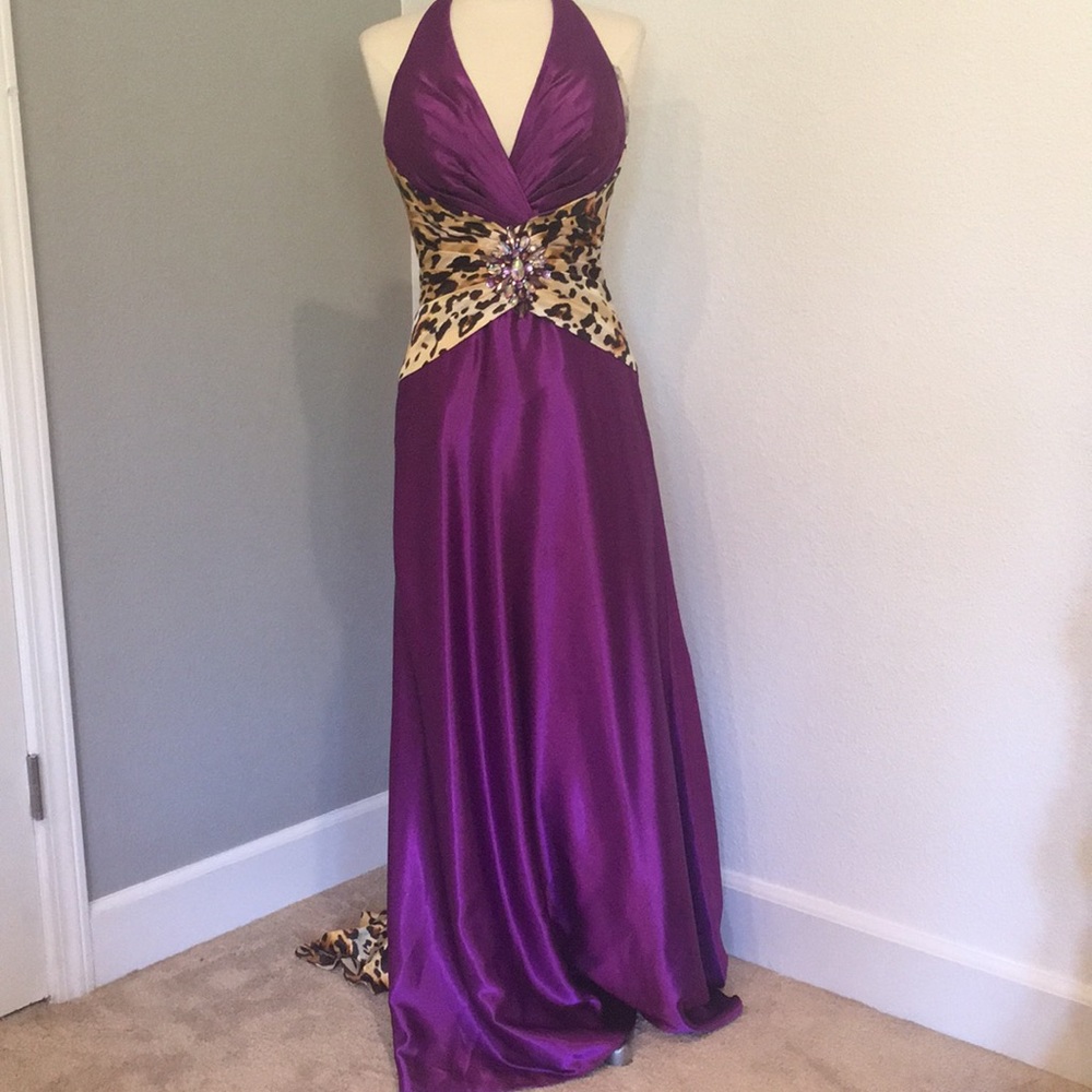 Purple Prom Dress With Cheetah Print
